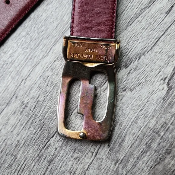 Gucci Parfums Italy Mod. Brev. Vintage Black Leather Belt GG  display picture 3